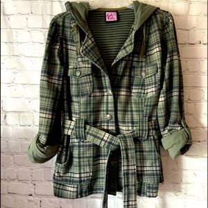 Hooded jacket plaid Armor green Size L
